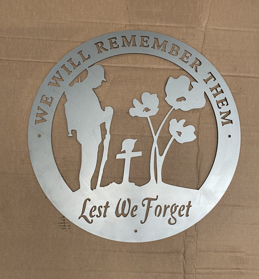 Laser Cut Wall Art - 45cm (18 inches) Lest We Forget We Will Remember Them Poppy